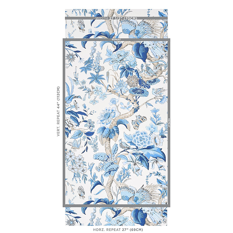 Cranley Garden Blue wallpaper by Schumacher, 5011720 — view 2 - Schumacher Wallpaper