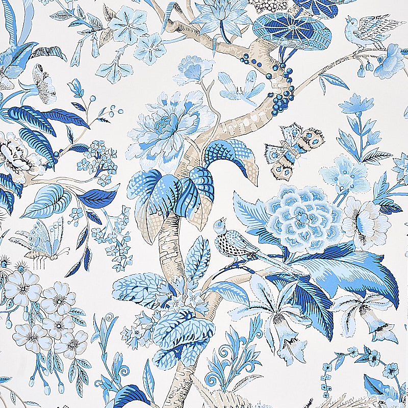 Cranley Garden Blue wallpaper by Schumacher, 5011720 - Schumacher Wallpaper