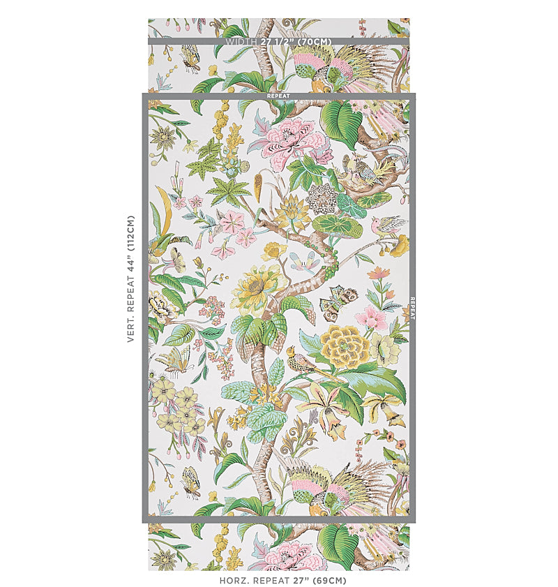 Cranley Garden Pink wallpaper by Schumacher, 5011721 — view 2 - Schumacher Wallpaper