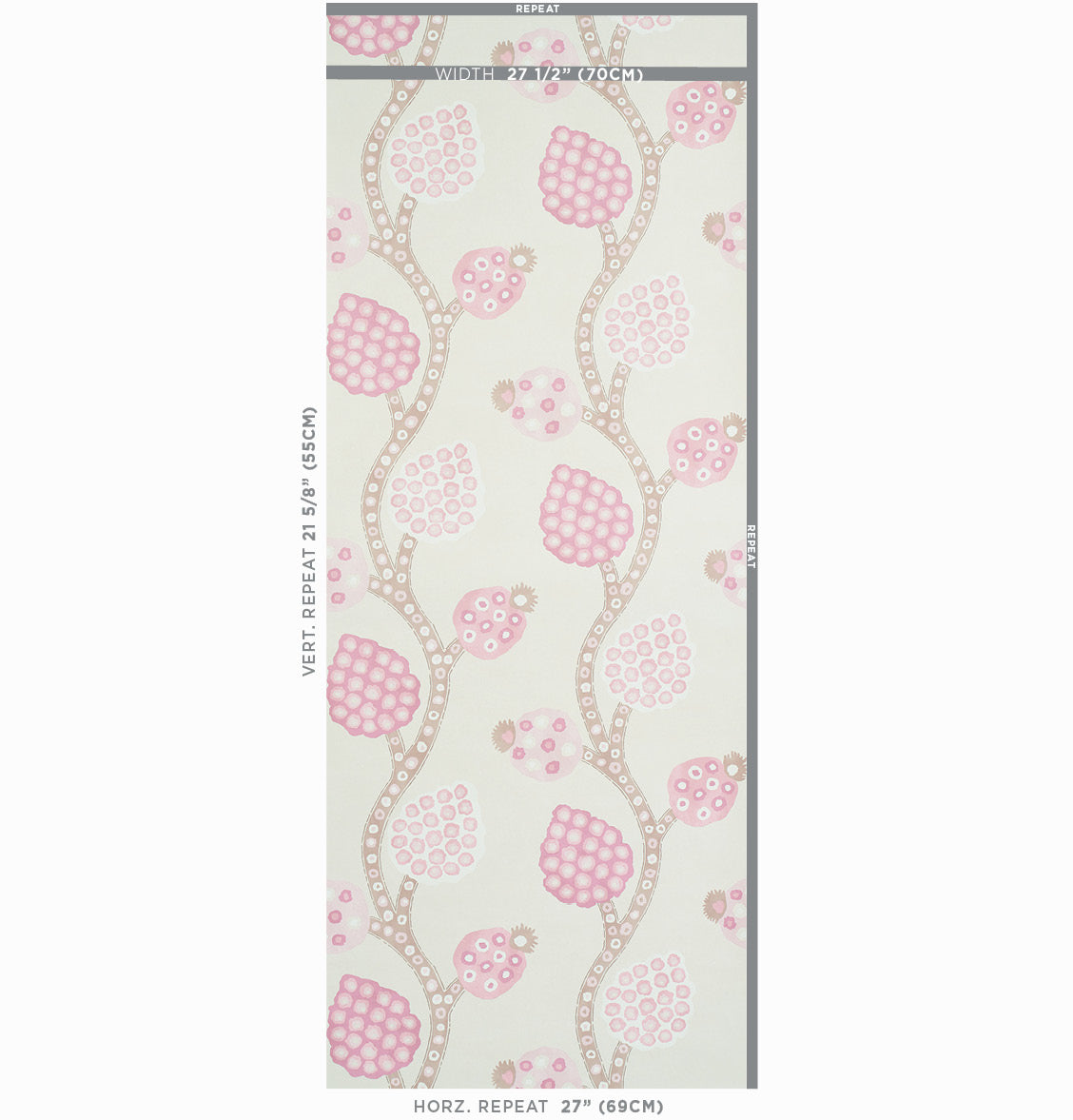 Annabel Warp Print Rose wallpaper by Schumacher, 5011770 — view 2 - Schumacher Wallpaper