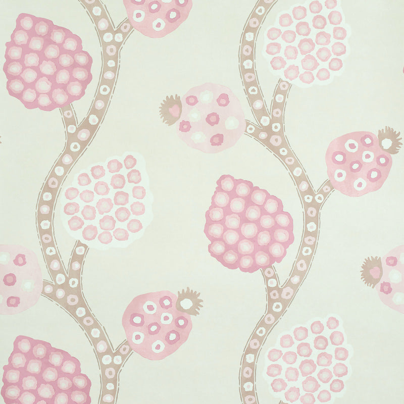 Annabel Warp Print Rose wallpaper by Schumacher, 5011770 - Schumacher Wallpaper