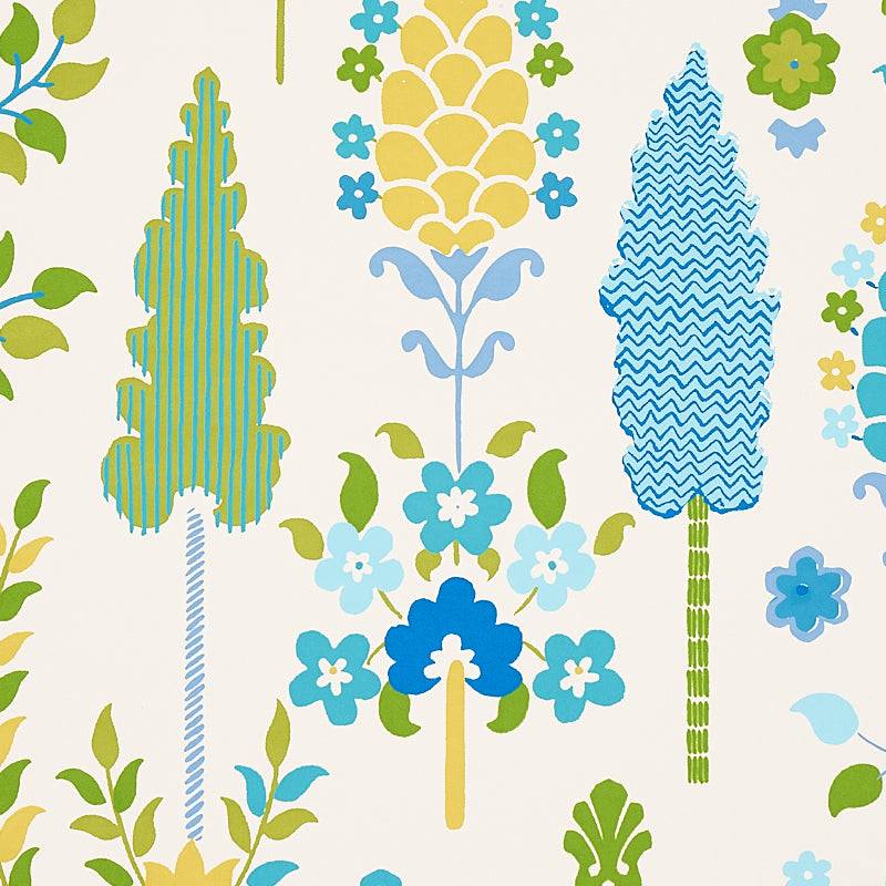 Desna Peacock wallpaper by Schumacher, 5011850 — view 3 - Schumacher Wallpaper