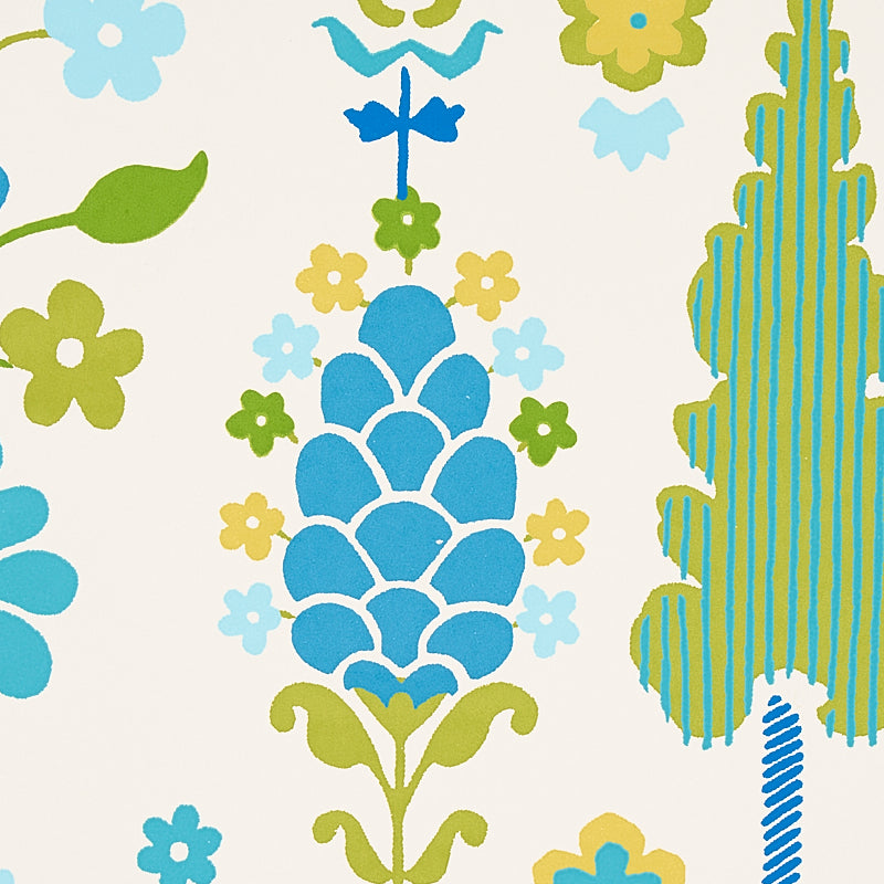 Desna Peacock wallpaper by Schumacher, 5011850 — view 4 - Schumacher Wallpaper