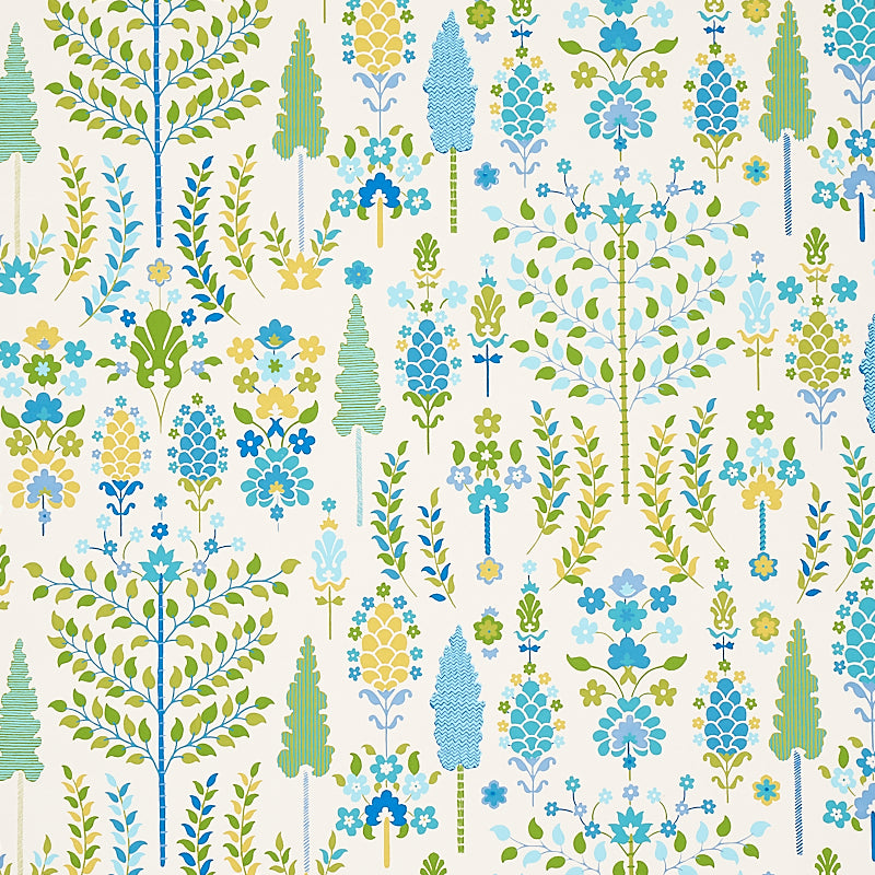 Desna Peacock wallpaper by Schumacher, 5011850 - Schumacher Wallpaper