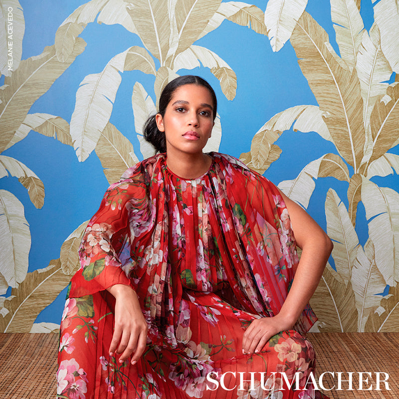 Erisimo Blue wallpaper by Schumacher, 5012112 — view 5 - Schumacher Wallpaper