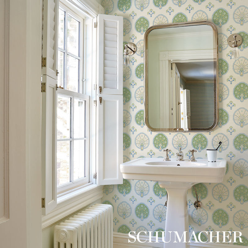 Chamba Crown Sisal Green wallpaper by Schumacher, 5012280 — view 5 - Schumacher Wallpaper