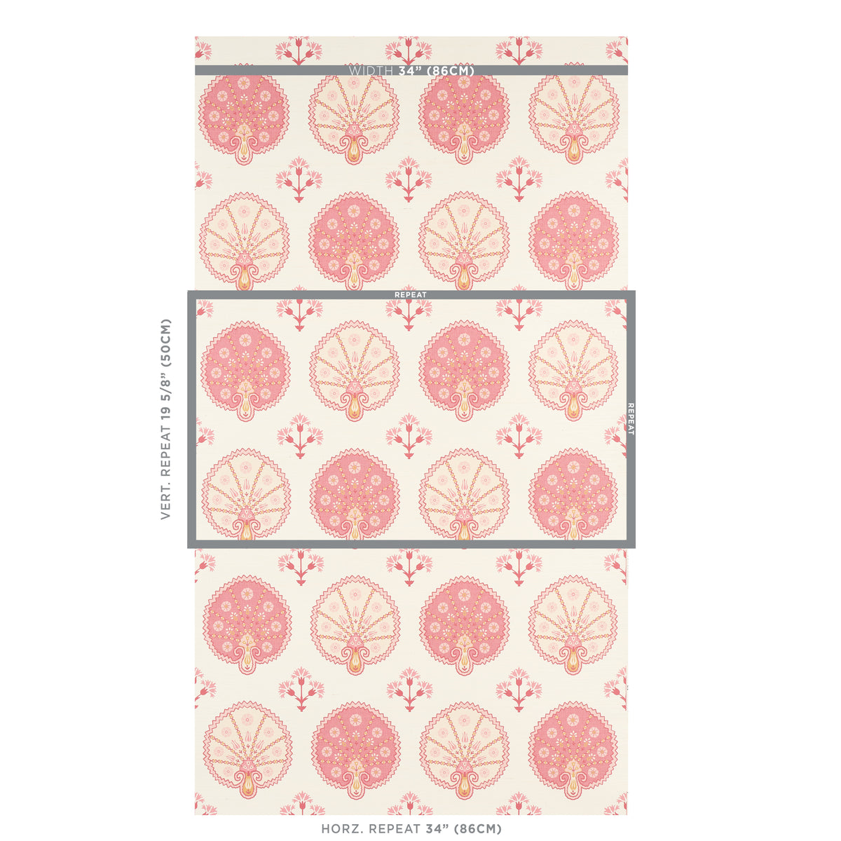 Chamba Crown Sisal Pink wallpaper by Schumacher, 5012281 — view 2 - Schumacher Wallpaper