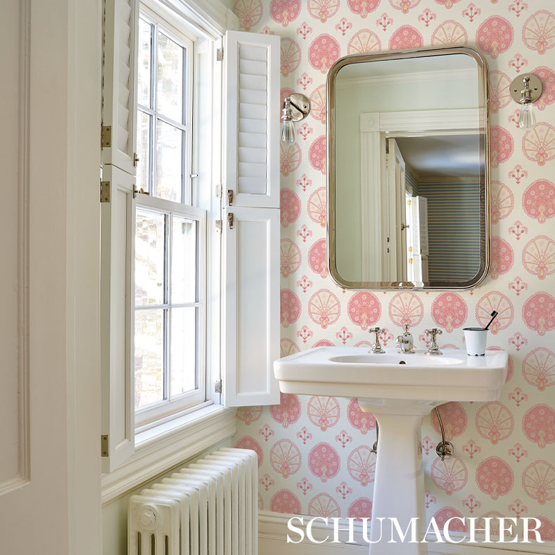 Chamba Crown Sisal Pink wallpaper by Schumacher, 5012281 — view 5 - Schumacher Wallpaper