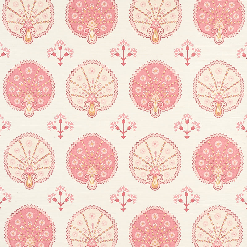 Chamba Crown Sisal Pink wallpaper by Schumacher, 5012281 - Schumacher Wallpaper