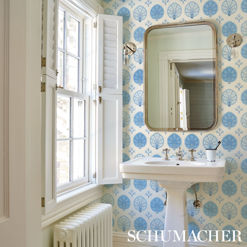 Chamba Crown Sisal Blue wallpaper by Schumacher, 5012282 — view 5 - Schumacher Papel pintado