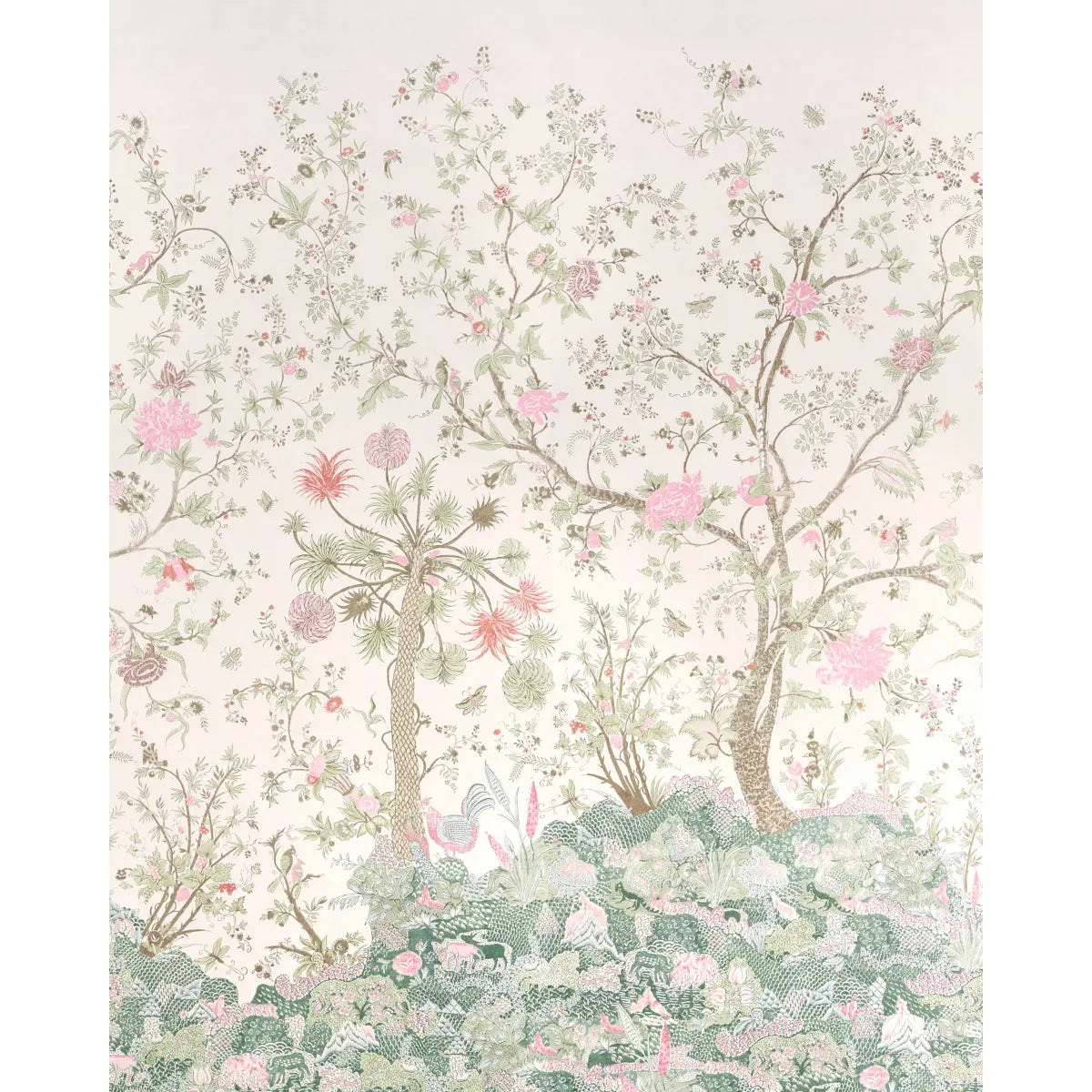 Amaltas Panel Set - Green & Pink - Schumacher 5012333 Wallcovering - Schumacher Wallpaper