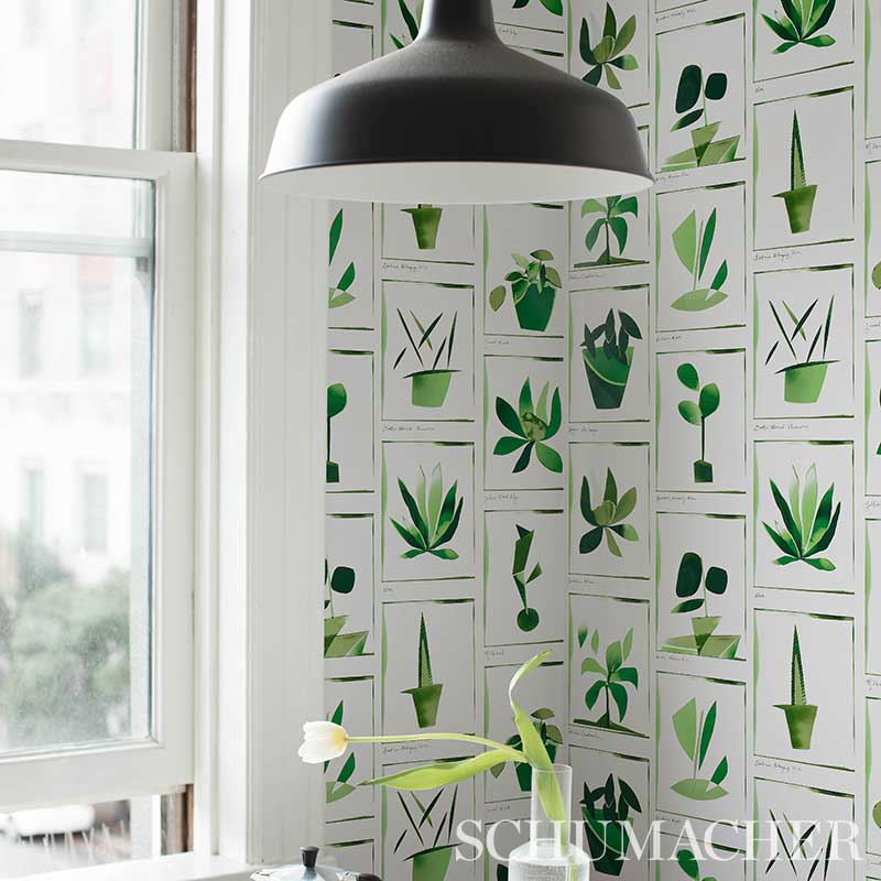 Botanicals Greenhouse wallpaper by Schumacher, 5012691 — view 5 - Schumacher Wallpaper