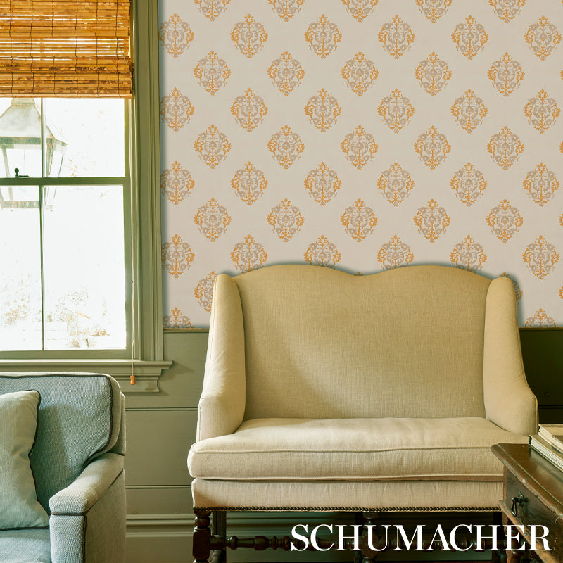 Constantine Natural & Ocher wallpaper by Schumacher, 5012880 — view 4 - Schumacher Wallpaper