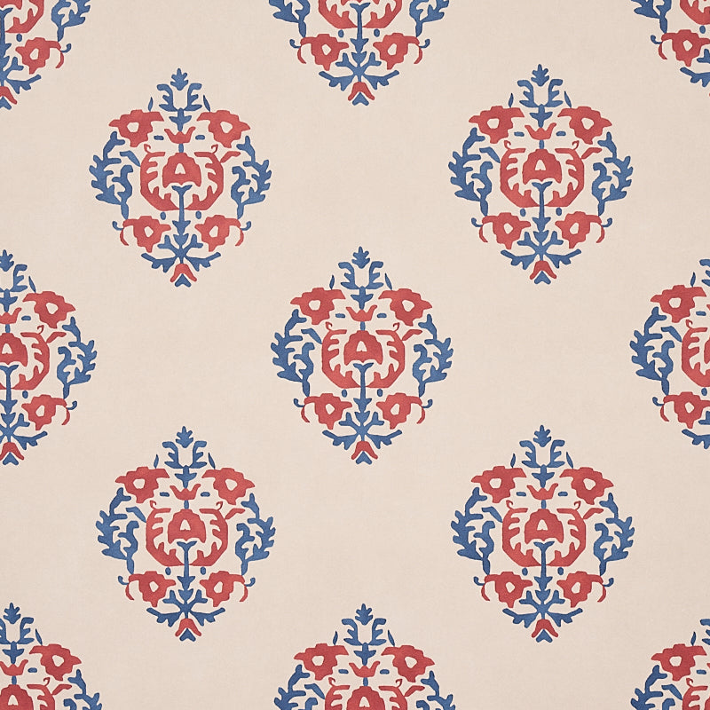 Constantine Red & Blue wallpaper by Schumacher, 5012882 - Schumacher Wallpaper