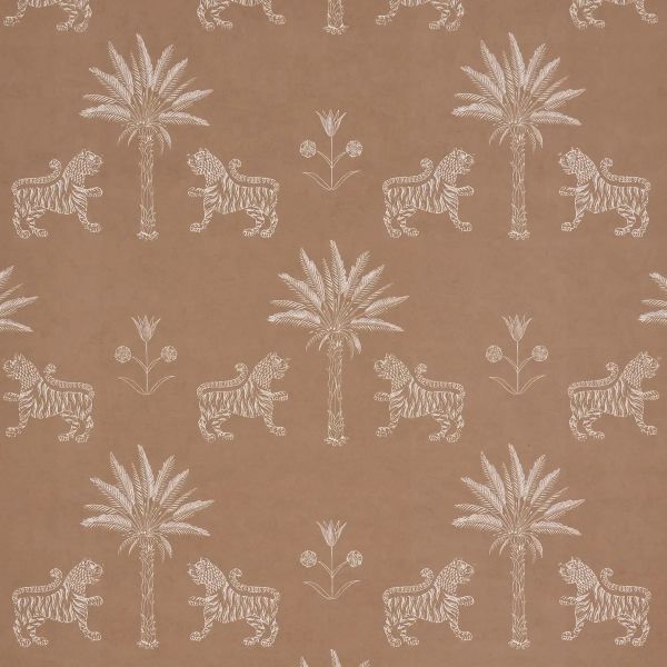 Tiger Palm Silhouette Outdoor - Mediterranean Spice - Schumacher 182840 Fabric - Schumacher Fabric