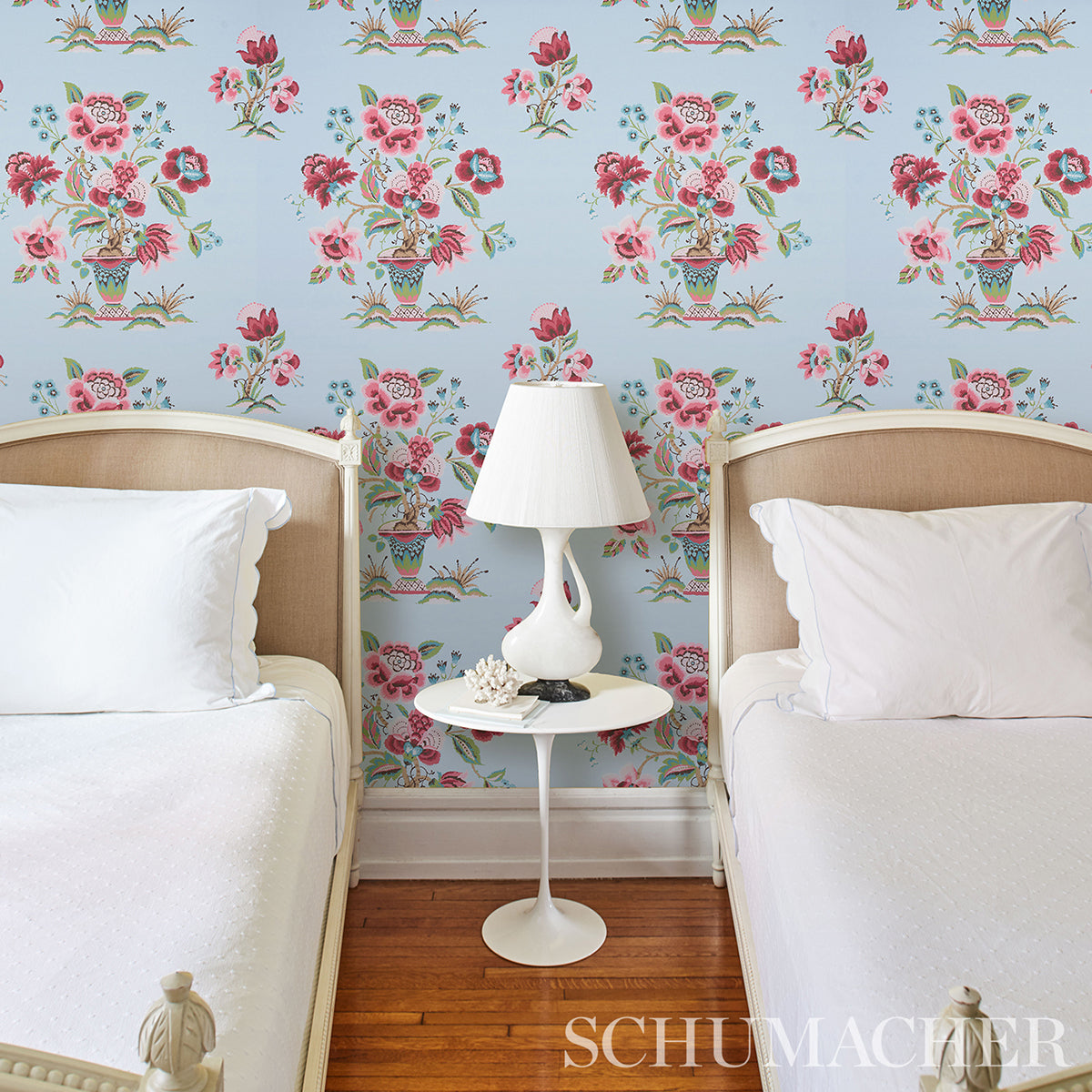 Ashford Rose & Sky wallpaper by Schumacher, 5013180 — view 4 - Schumacher Wallpaper