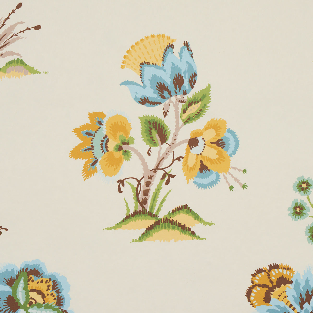 Ashford Ochre & Sky wallpaper by Schumacher, 5013182 — view 3 - Schumacher Wallpaper