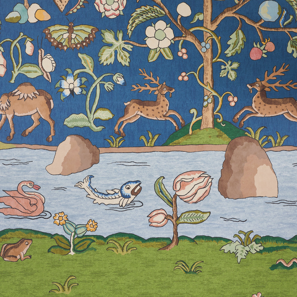 Chaucer's Forest Panel Set Slate wallpaper by Schumacher, 5013292 — view 3 - Schumacher Wallpaper