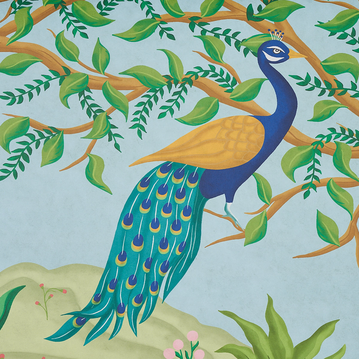 Finches Jungle Panel Set Verdant wallpaper by Schumacher, 5013311 — view 5 - Schumacher Wallpaper