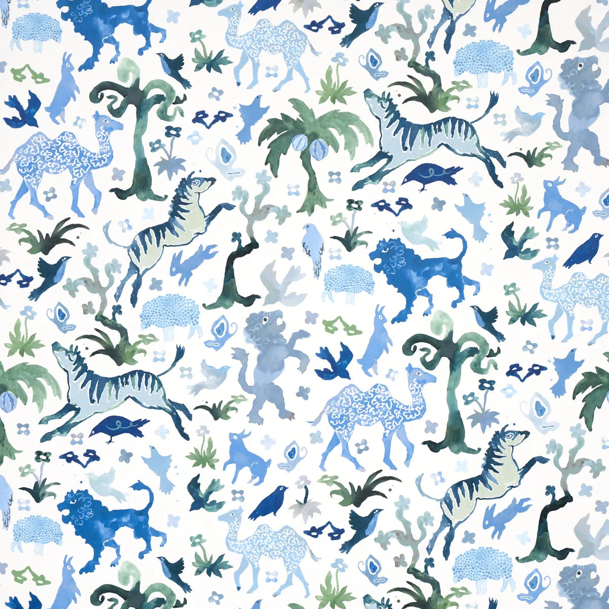 Beasts - Blue And Green - Schumacher 5013531 Wallcovering - Schumacher Wallpaper