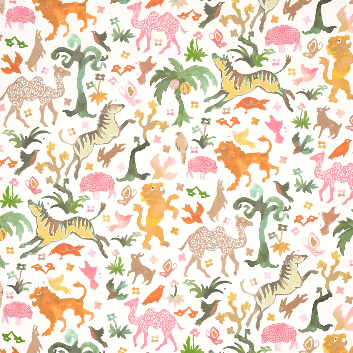 Beasts - Pink And Gold - Schumacher 5013532 Wallcovering - Schumacher Wallpaper