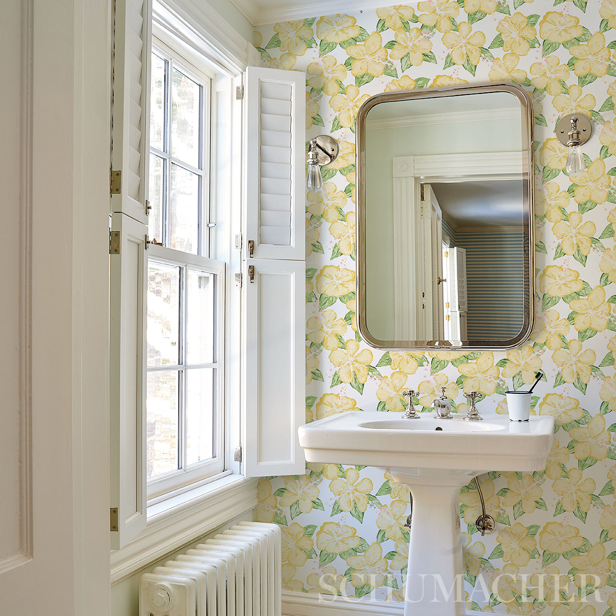 Fabienne Yellow wallpaper by Schumacher, 5013812 — view 5 - Schumacher Wallpaper