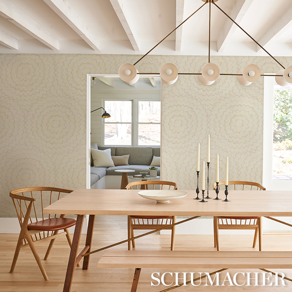 Feather Bloom - Mustard - Schumacher 5013825 Wallpaper - Schumacher Wallpaper