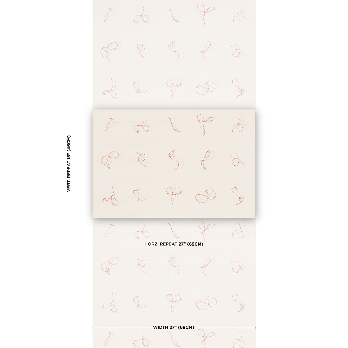 Butcher String Red And White On Ivory wallpaper by Schumacher, 5014470 — view 2 - Schumacher Wallpaper