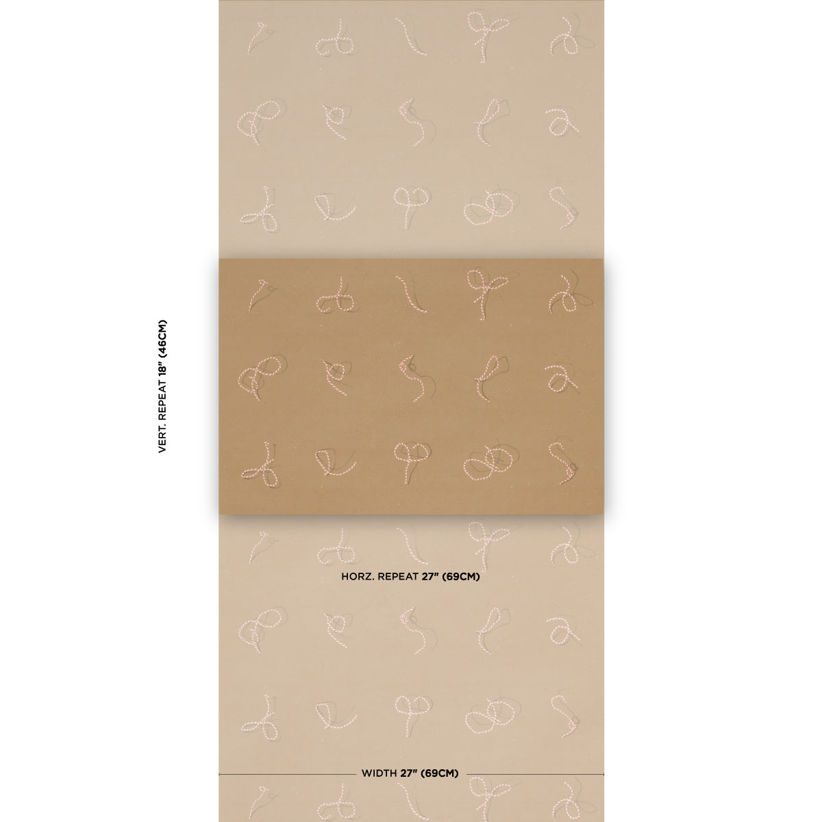 Butcher String Red And White On Brown wallpaper by Schumacher, 5014471 — view 2 - Schumacher Wallpaper