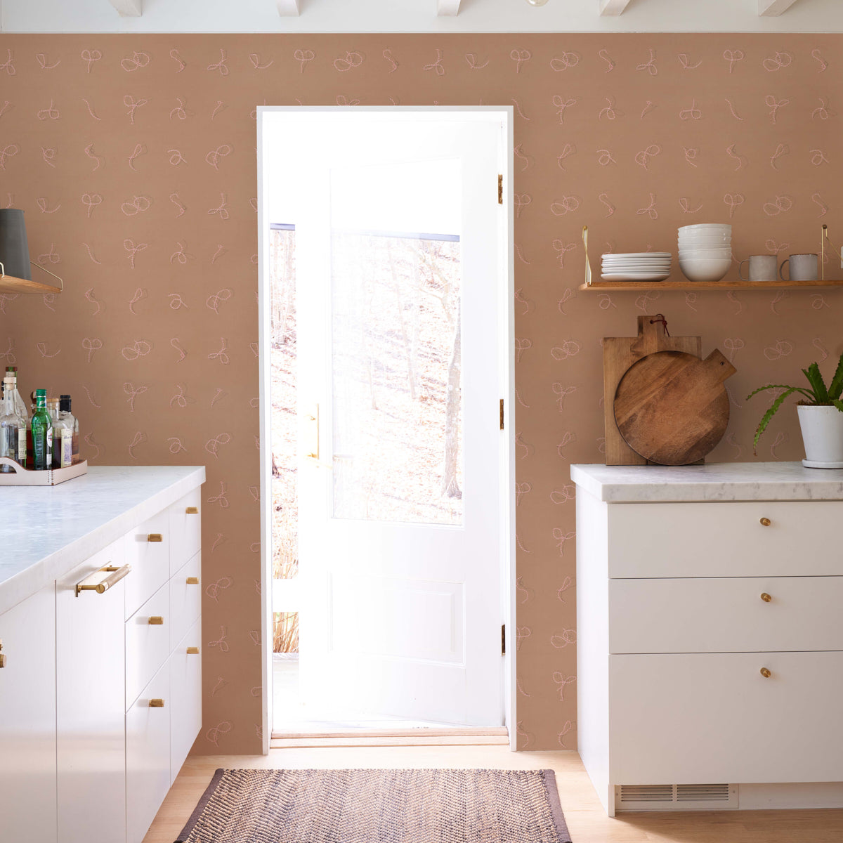 Butcher String Red And White On Brown wallpaper by Schumacher, 5014471 — view 4 - Schumacher Wallpaper