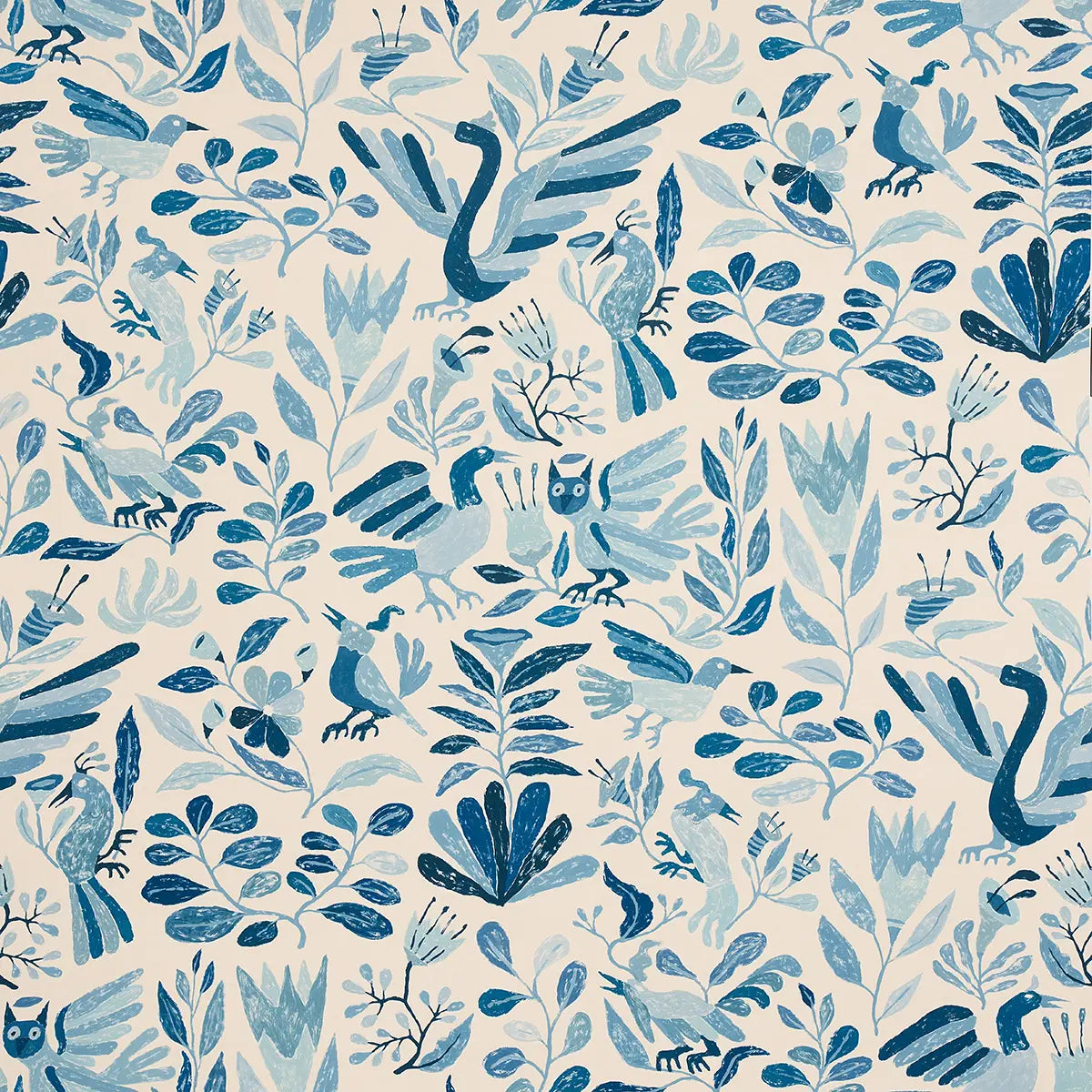 Canopy - Blue Birds - Schumacher 5014830 Wallcovering - Schumacher Wallpaper
