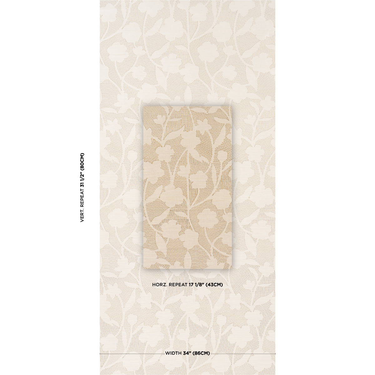 Kantha Embroidered Flower Sisal - Neutral - Schumacher 5015181 Wallpaper - Schumacher Wallpaper