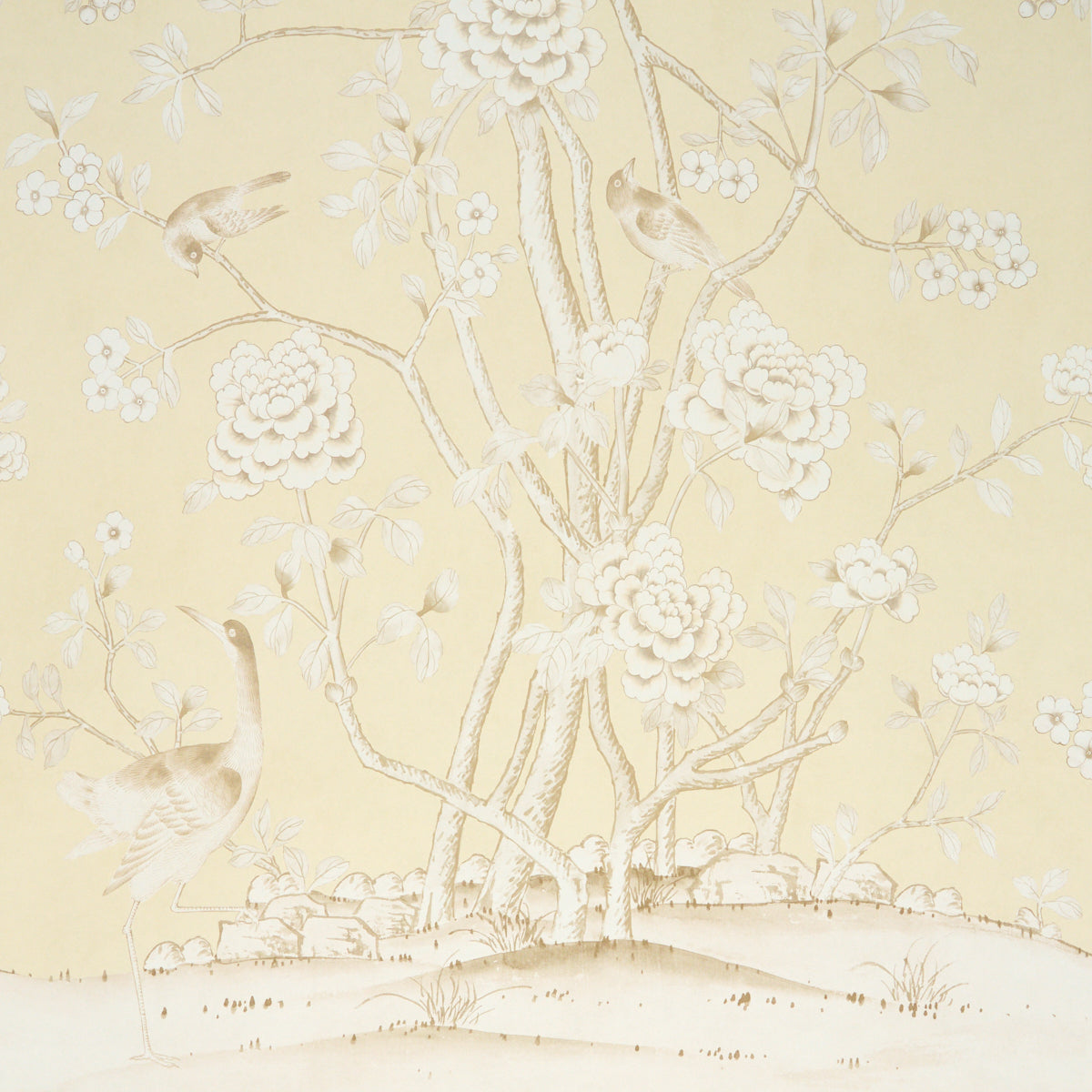 Chinois Palais Panel - Butter - Schumacher 5015443 Wallpaper - Schumacher Wallpaper