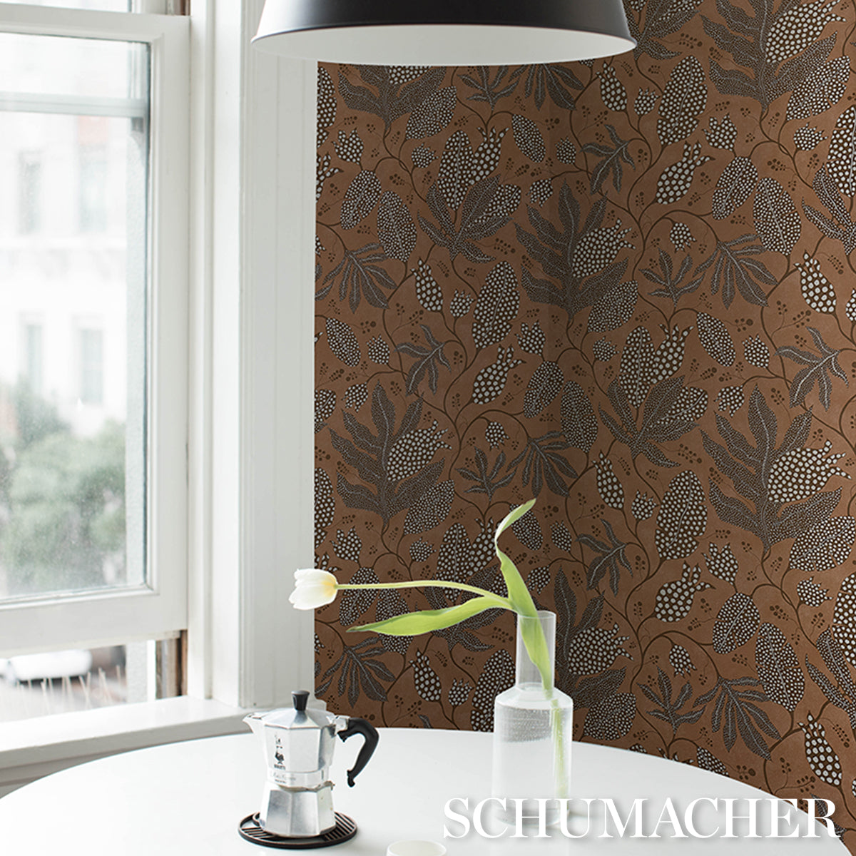 POLKA-DOT-JUNGLE-TERACOTTA-SCHUMACHER-5015465 - Schumacher Wallpaper
