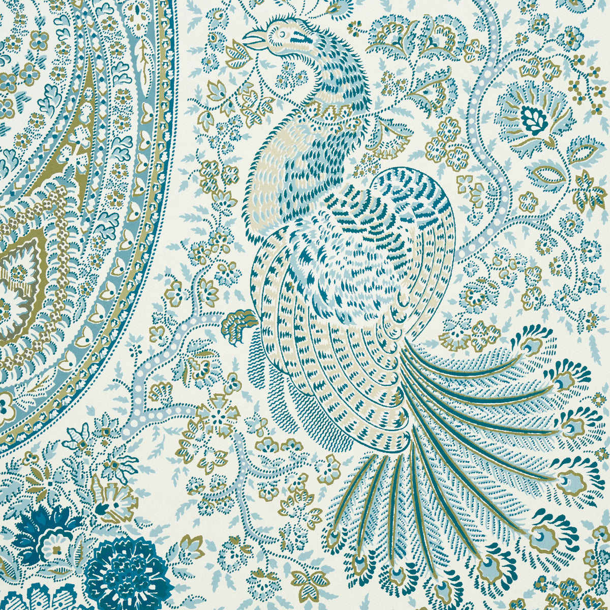 Colmery Paisley Panel Set Peacock wallpaper by Schumacher, 5015510 — view 7 - Schumacher Wallpaper