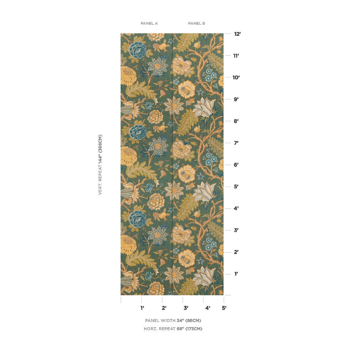 Darsy Tree Of Life Sisal Panel Set Juniper wallpaper by Schumacher, 5015630 — view 2 - Schumacher Papel pintado
