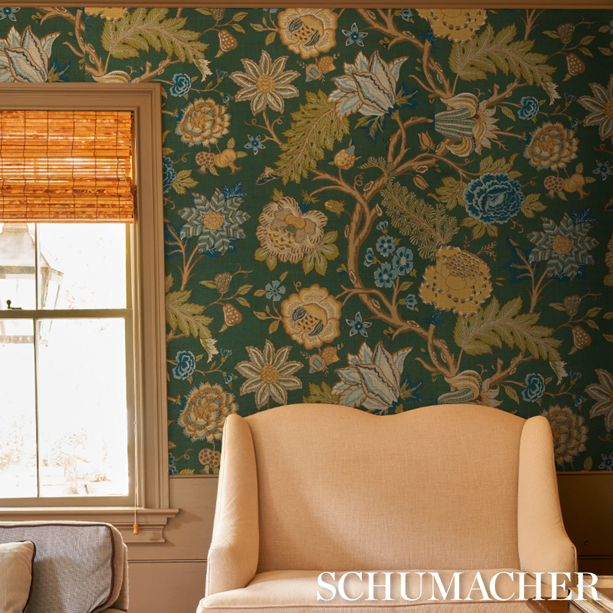 Darsy Tree Of Life Sisal Panel Set Juniper wallpaper by Schumacher, 5015630 — view 9 - Schumacher Papel pintado