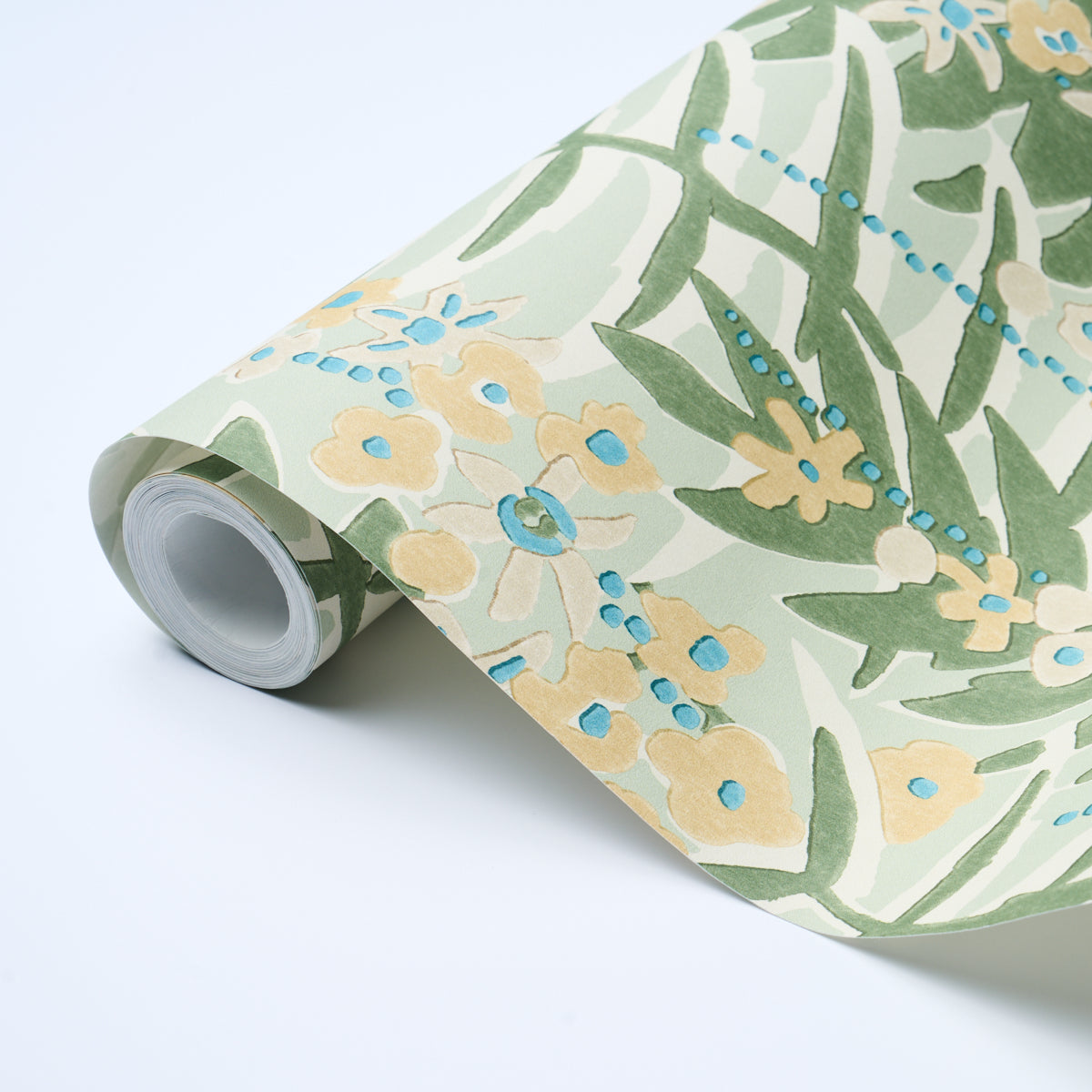 Ashbee Botanical Aqua wallpaper by Schumacher, 5016250 — view 4 - Schumacher Wallpaper