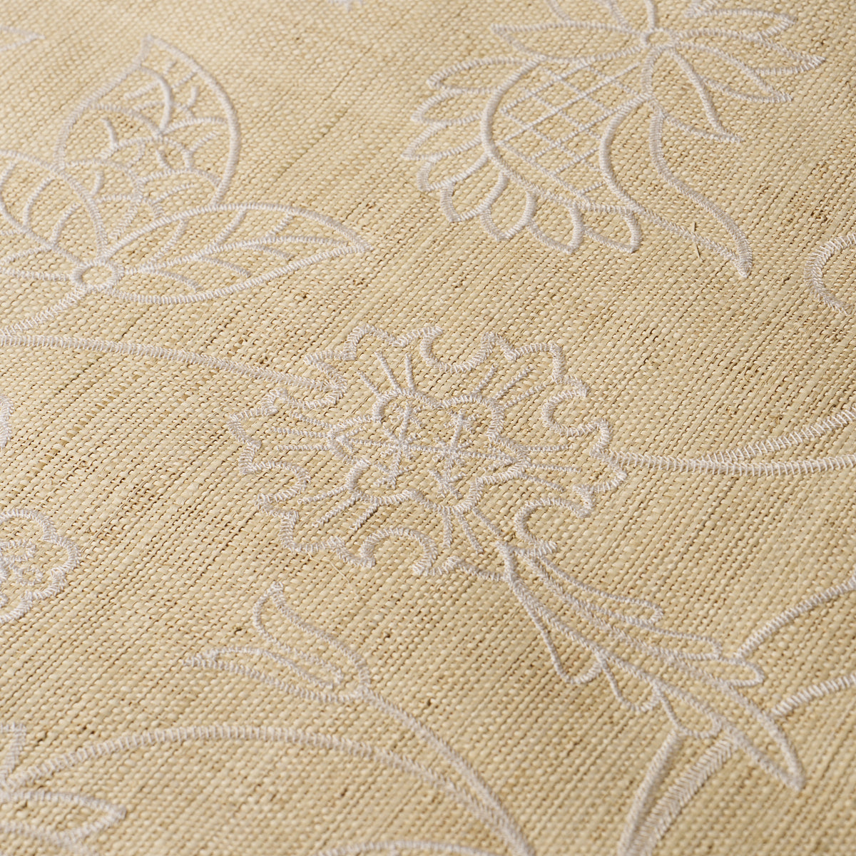 Sconset Embroidered Raffia - Natural - Schumacher 5016430 Wallpaper - Schumacher Wallpaper