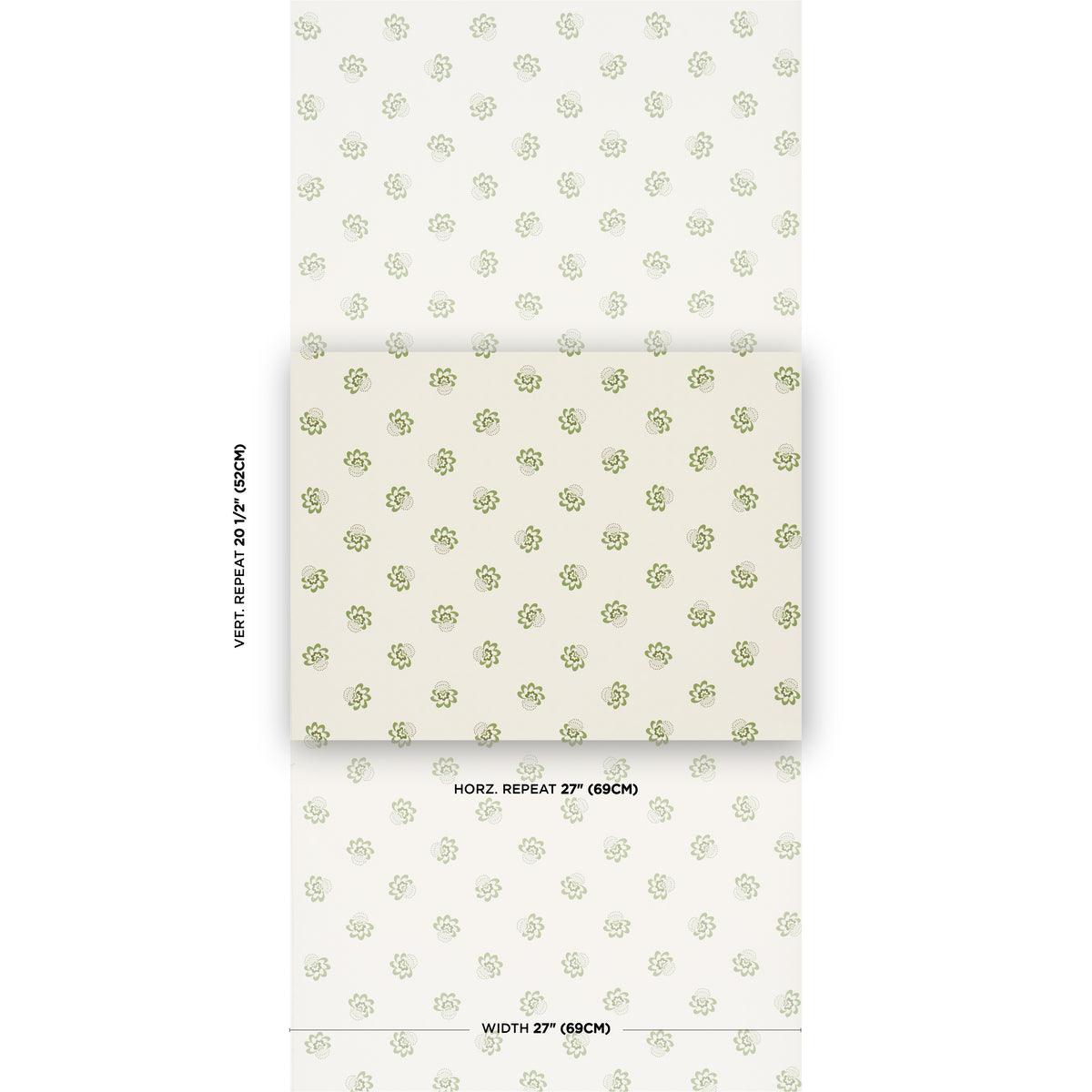 Auclair Floral Green wallpaper by Schumacher, 5016482 — view 2 - Schumacher Wallpaper