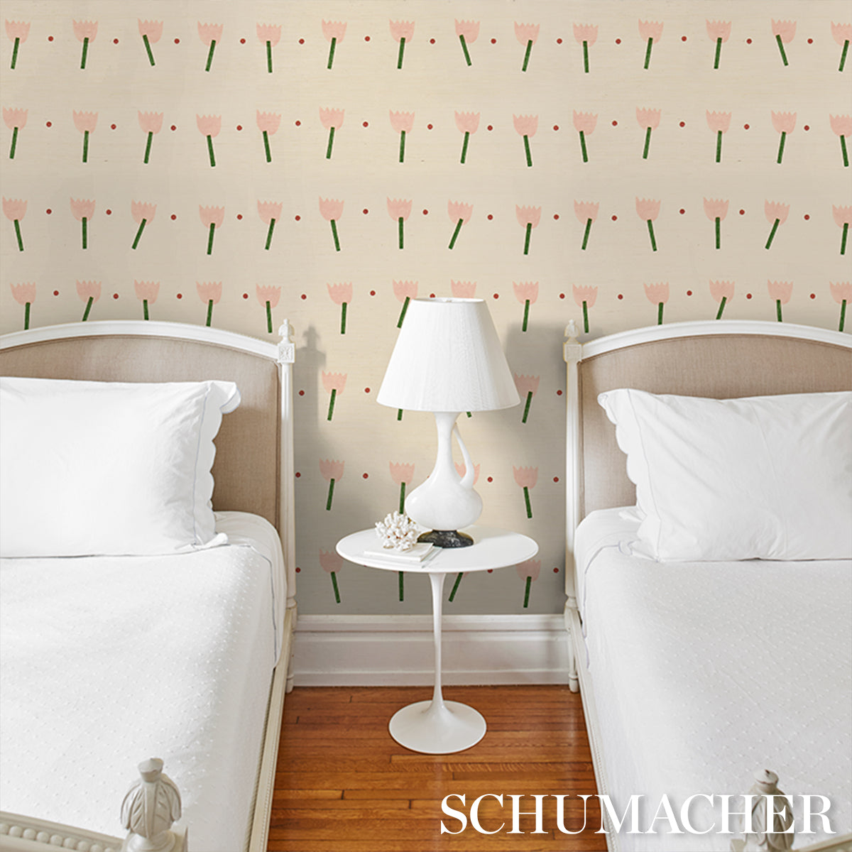 Tulip Play Sisal - Pink - Schumacher 5017600 Wallpaper - Schumacher Wallpaper