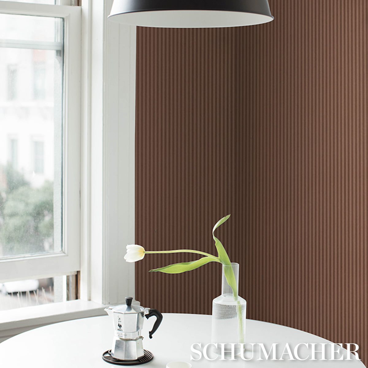 EDWIN-STRIPE-NARROW-TERRACOTTA-SCHUMACHER-5017633 - Schumacher Wallpaper