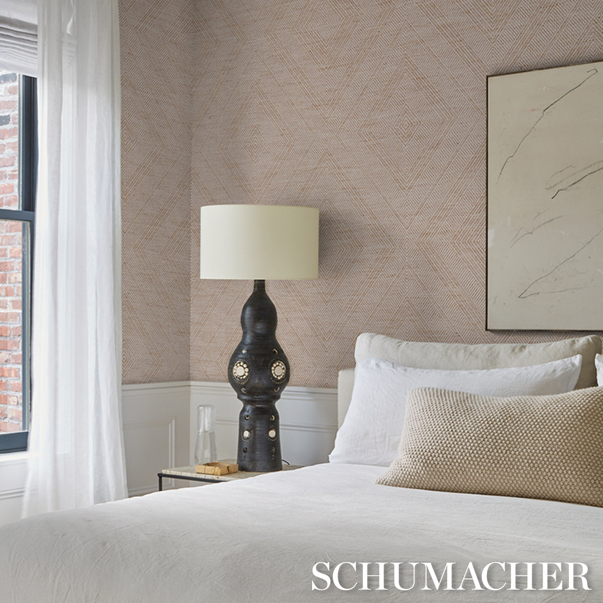 Tortola Linen Paperweave Large - Natural - Schumacher 5017670 Wallpaper - Schumacher Wallpaper