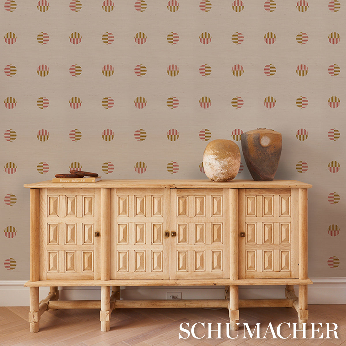 Ando Hand Blocked Sisal - Rust & Ochre - Schumacher 5017701 Wallpaper - Schumacher Wallpaper