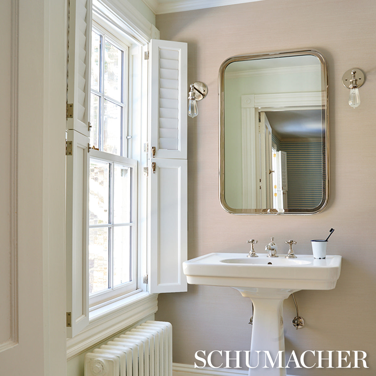 Hemp Shimmer - Blush Shimmer - Schumacher 5017773 - Schumacher Wallpaper