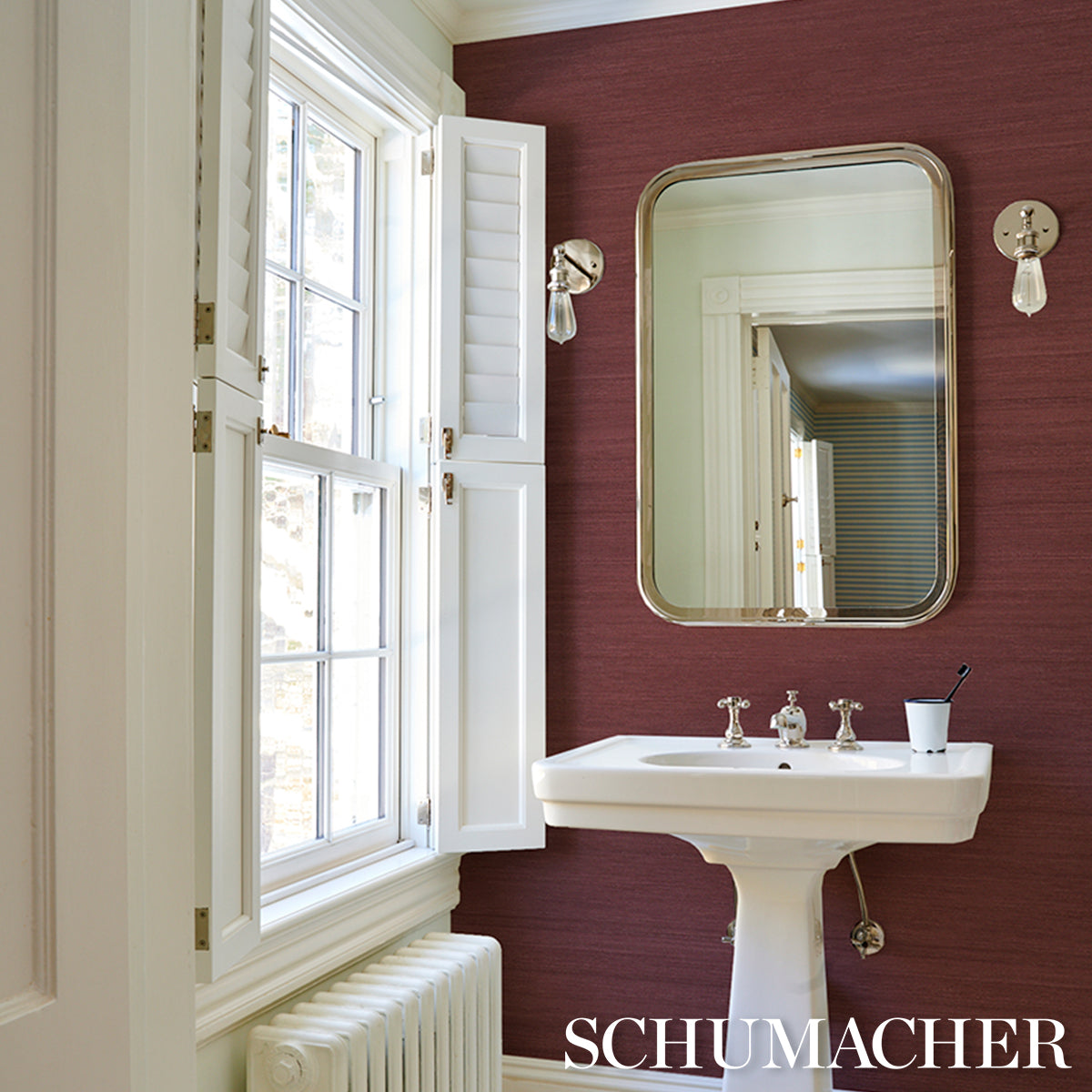 Shaded Silk - Crimson - Schumacher 5017780 Wallpaper - Schumacher Wallpaper