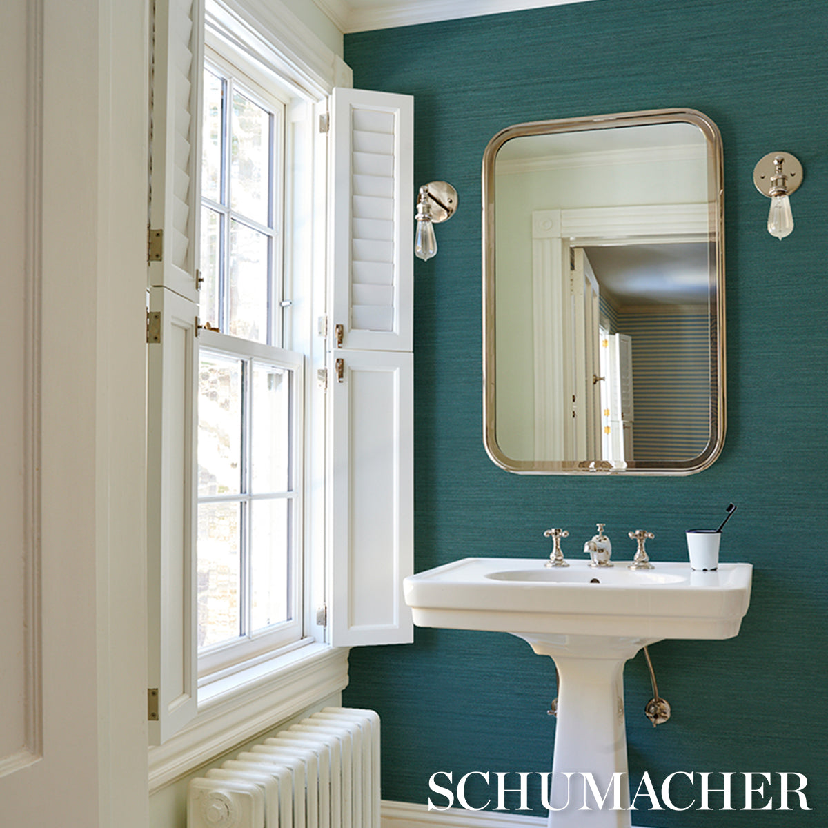 Shaded Silk - Aegean - Schumacher 5017783 - Schumacher Wallpaper