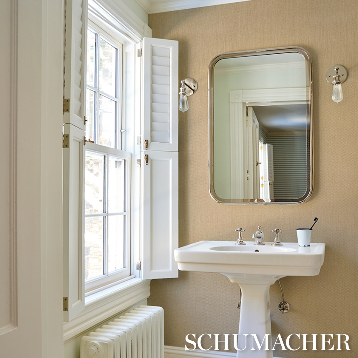 Gami Paperweave - Natural - Schumacher 5017801 Wallpaper - Schumacher Wallpaper
