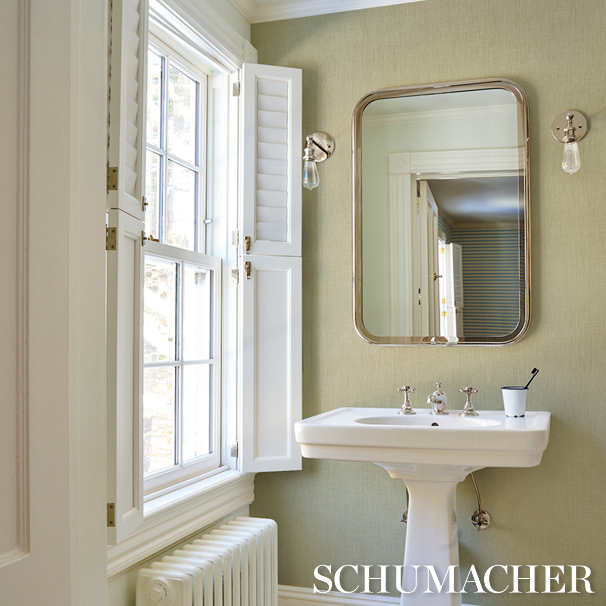 Gami Paperweave - Moss - Schumacher 5017802 Wallpaper - Schumacher Wallpaper