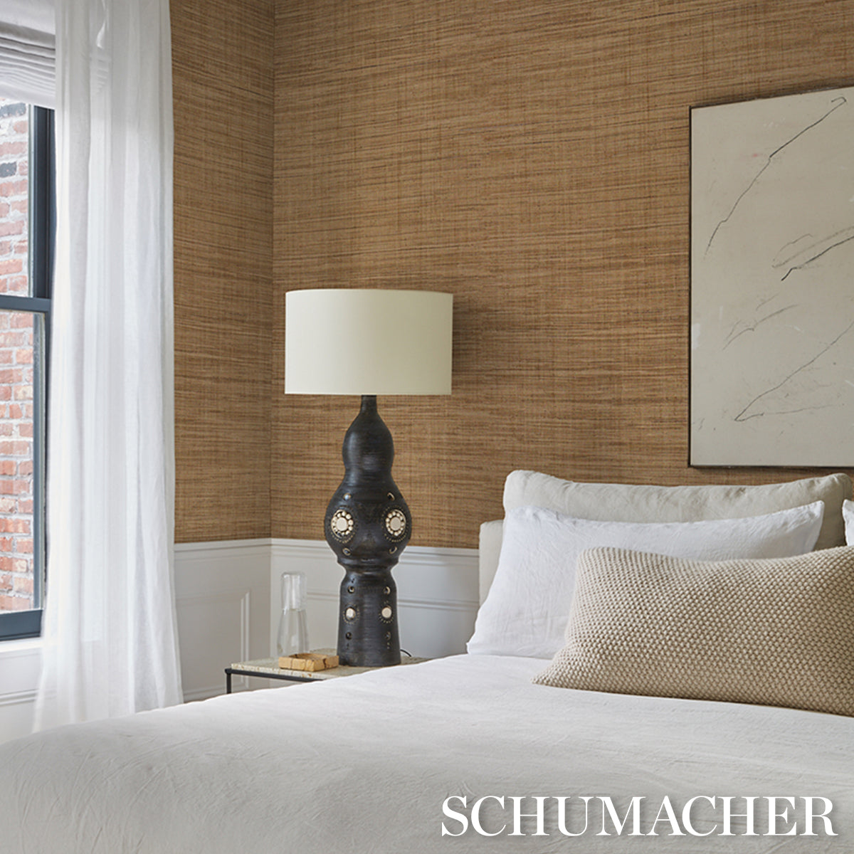 Namu Raffia & Abaca Weave - Natural - Schumacher 5017811 - Schumacher Wallpaper